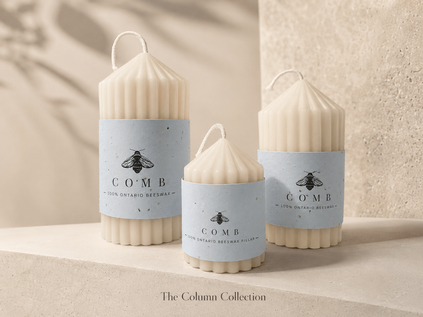 THE COLUMN COLLECTION- Handcrafted Beeswax Pillars